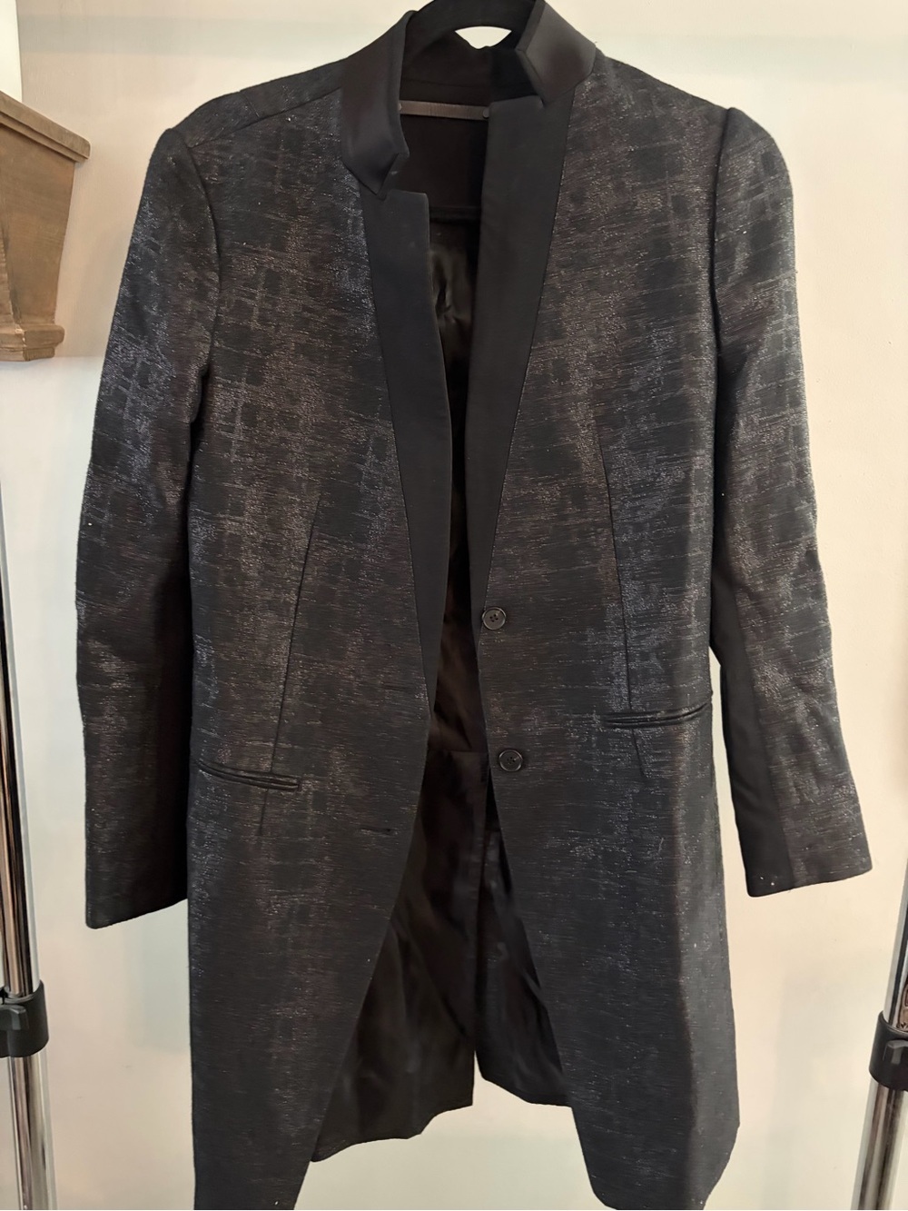 AllSaints Beaton Coat Italian Cloth Black Metallic Tailored Blazer size 4